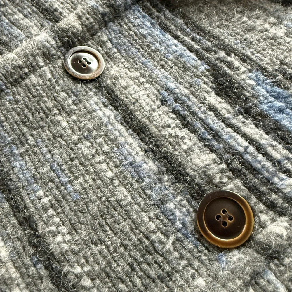 prAna Wool Blend Shawl Collar Pea‎ Coat Gray Blue Women's Small Relaxed Fit